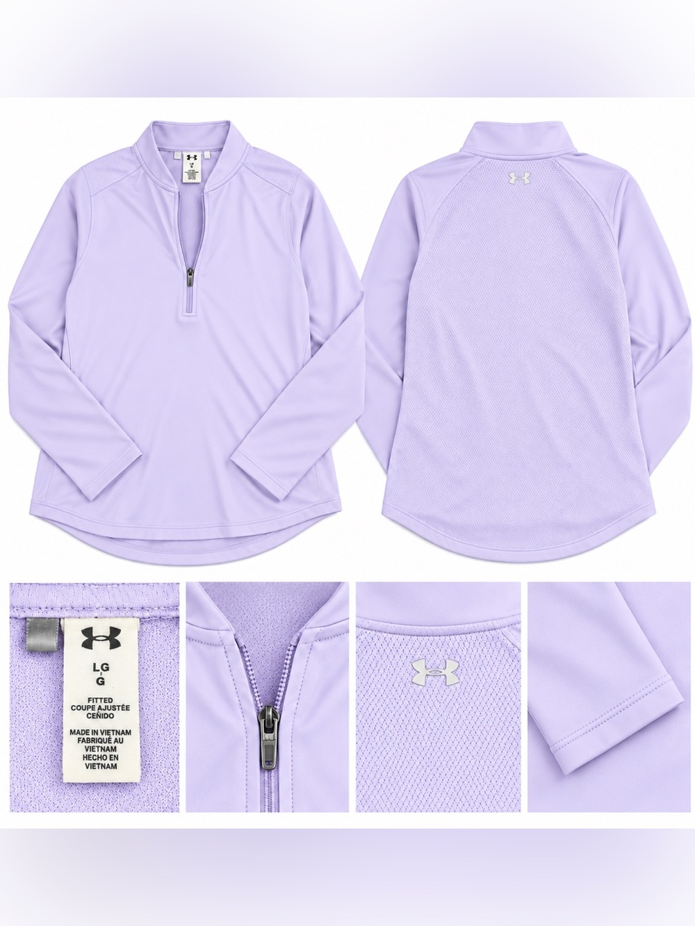 Under Armour Women’s Light Lavender Quarter Zip Performance Pullover L